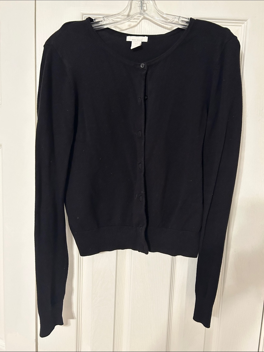 H&M Black Button-Front Crewneck Cardigan